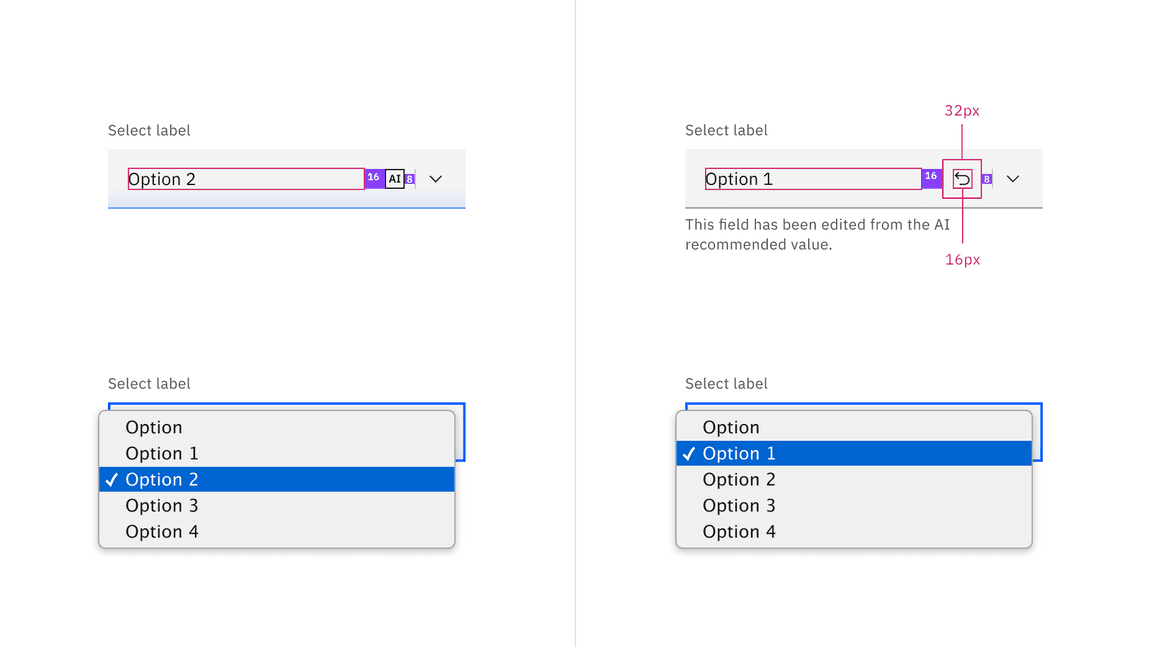 Structure and spacing measurements for default select with AI